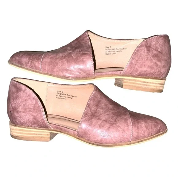 Beast Fashion Carter Buckle Blush Mauve Slip On Cutout Flat Loafer Bootie Vegan - Picture 3 of 10